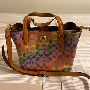 Coach Rainbow Logo Purse with handles Crossbody Bag